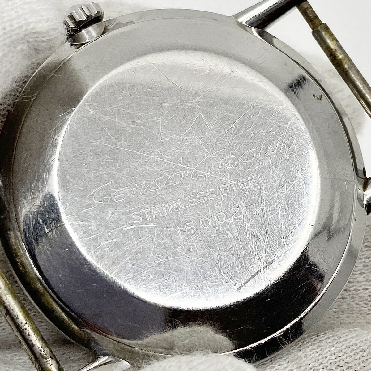 Seiko Crown ダイアショック 腕時計 機械式 手巻き式 21石 ラウンド バーインデックス 3針 シルバー 銀 セイコー クラウン Y522_画像6