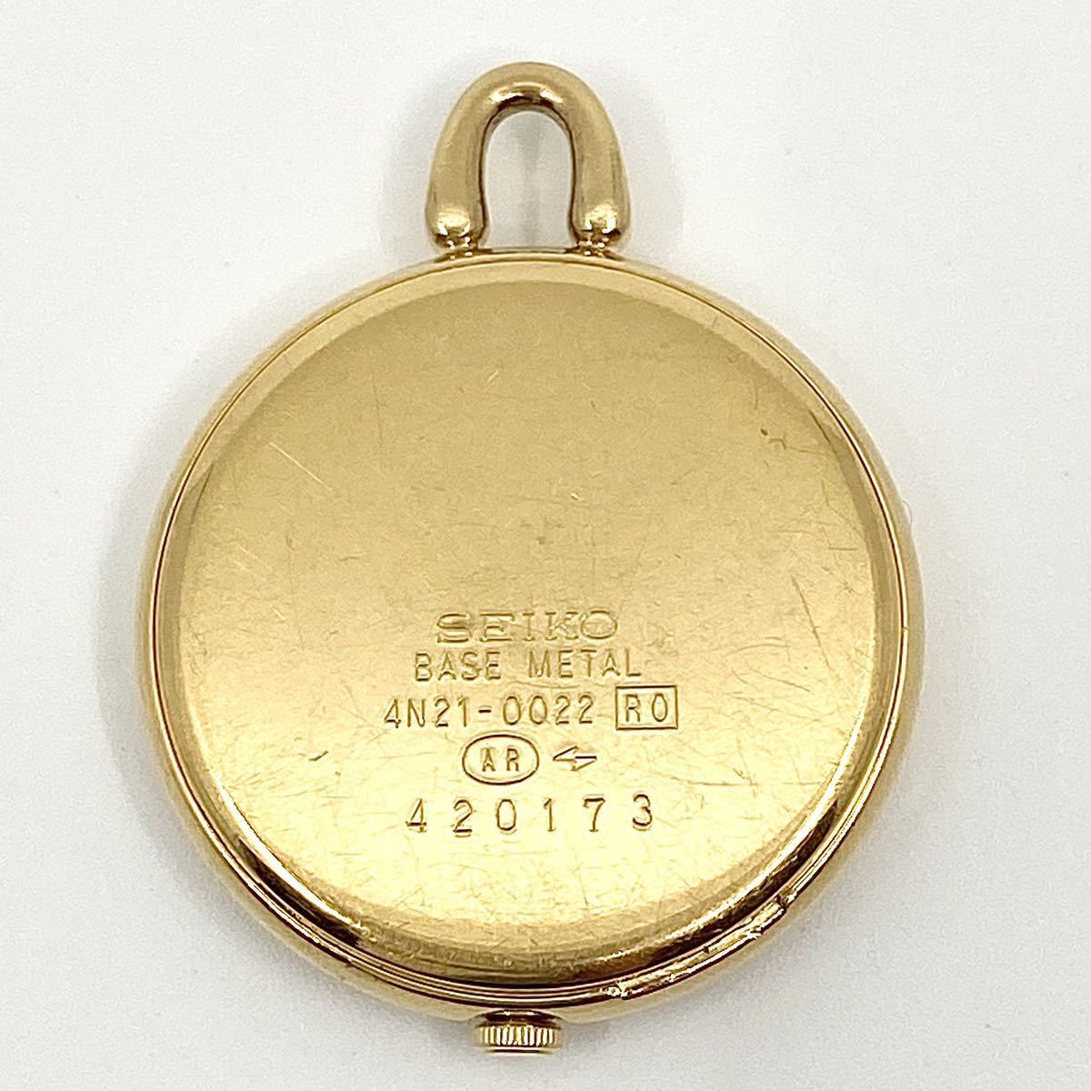 SEIKO ウォッチ 懐中時計 ネックレス ペンダント ラウンド アラビアン 3針 クォーツ quartz ゴールド 金 セイコー Y542の画像5