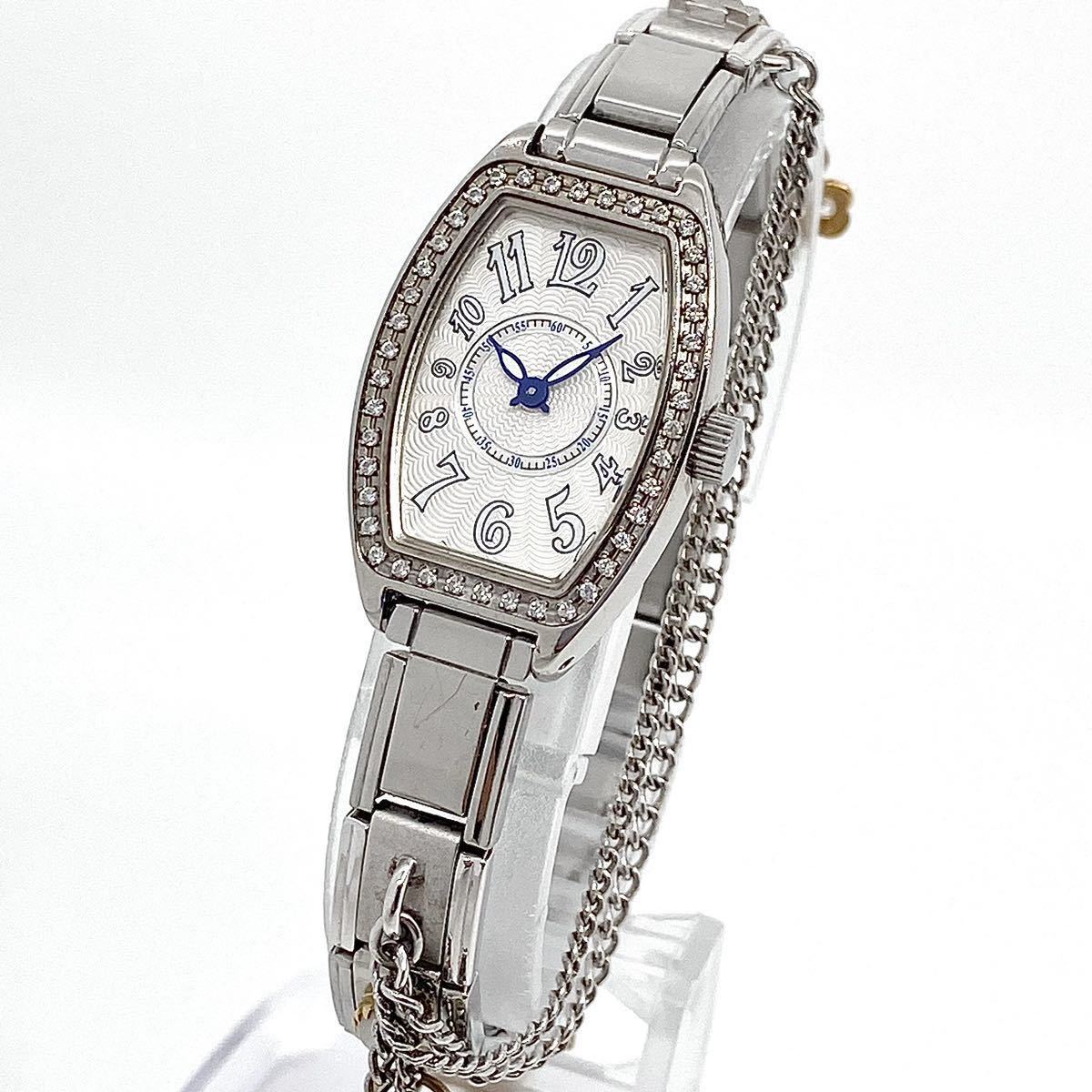 MESSAGGIO 腕時計 ブレスウォッチ トノー クォーツ quartz シルバー 銀 蛇腹ベルト アクセサリー ストーン チャーム メッサジオ Y565_画像1