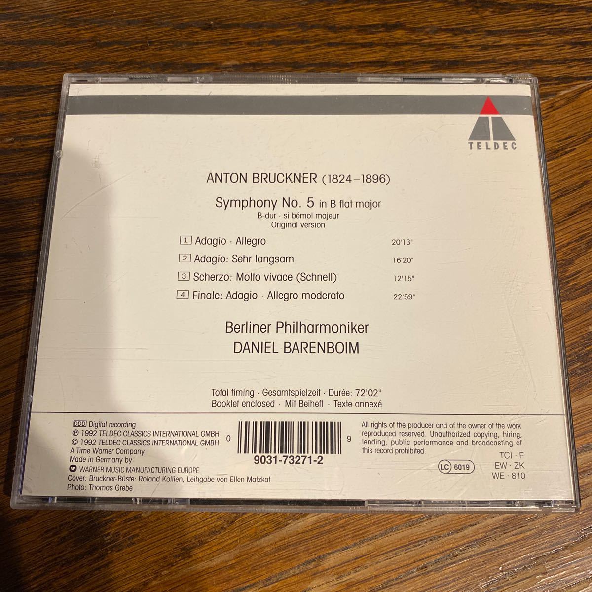 中古CD ブルックナー 交響曲 第5番 ダニエル バレンボイム BRUCKNER Symphony No.5 DANIEL BARENBOIM BERLINER PHILHARMONIKER_画像2