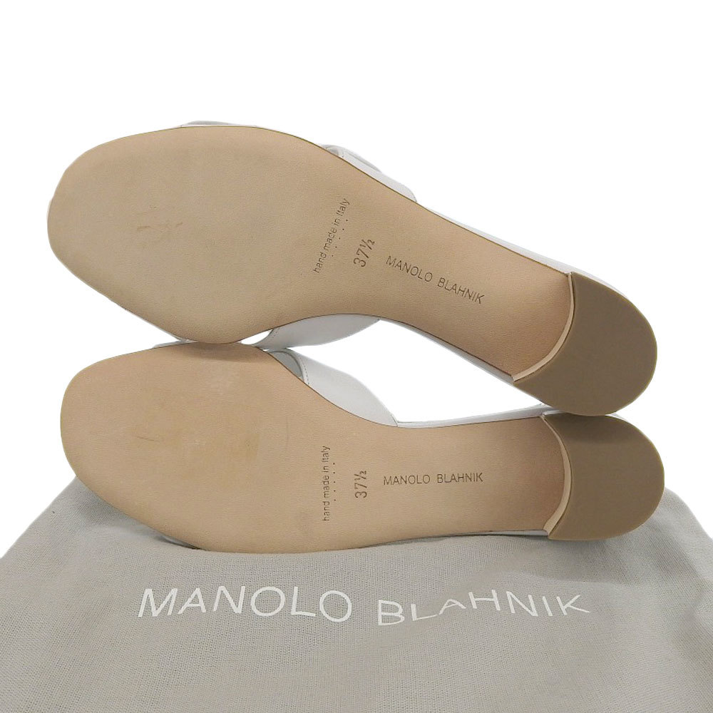 美品 MANOLO BLAHNIK マノロブラニク チャンキーヒール ミュール レディース ホワイト 37 1/2_画像3