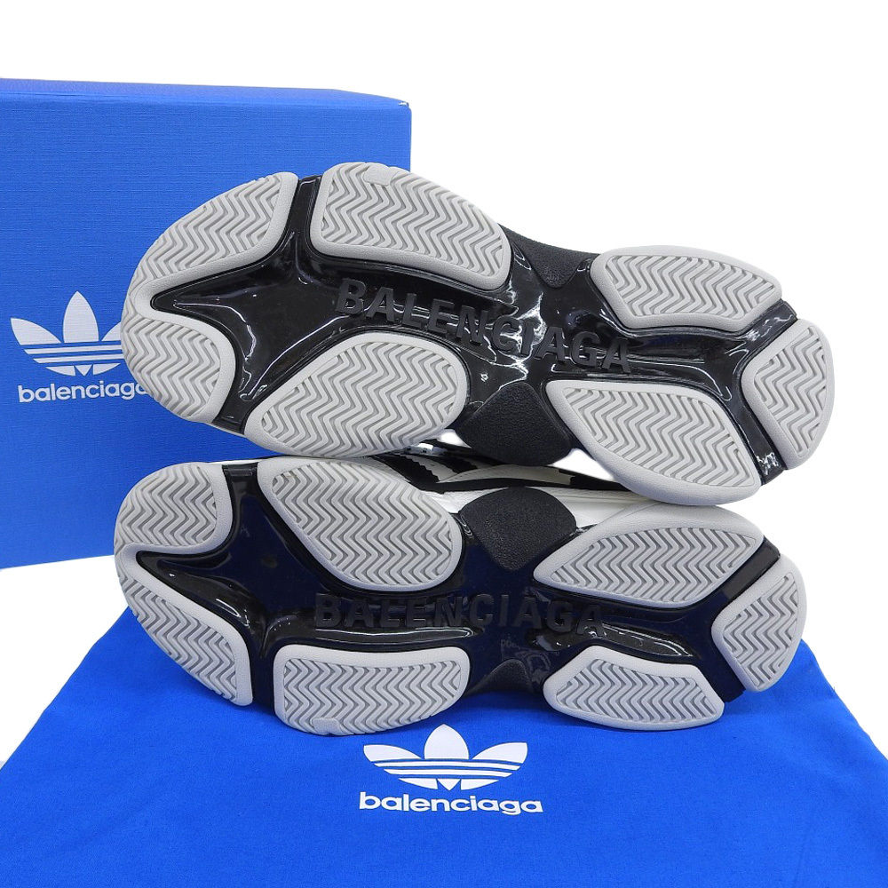 新品同様 BALENCIAGA バレンシアガ × adidas アディダス トリプル S トレーナー スニーカー シューズ メンズ ホワイト ブラック 41_画像3