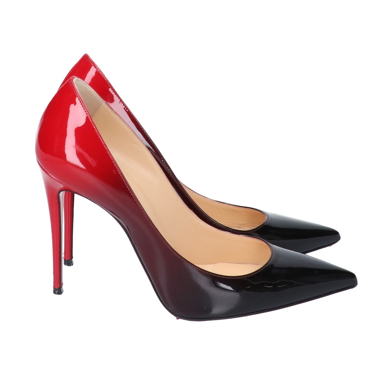 Christian Louboutinクリスチャンルブタン Kate100 グラデーション パテントレザー ヒール パンプス36 ブラック/レッド レディース_画像5