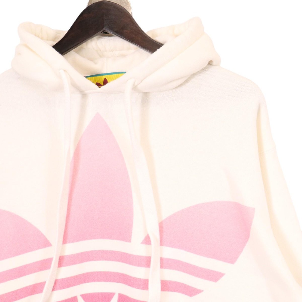 GUCCI グッチ ｘ adidasアディダス 717427 トレフォイル ロゴプリント プルオーバー パーカー/ トップス XS ホワイト メンズ_画像3