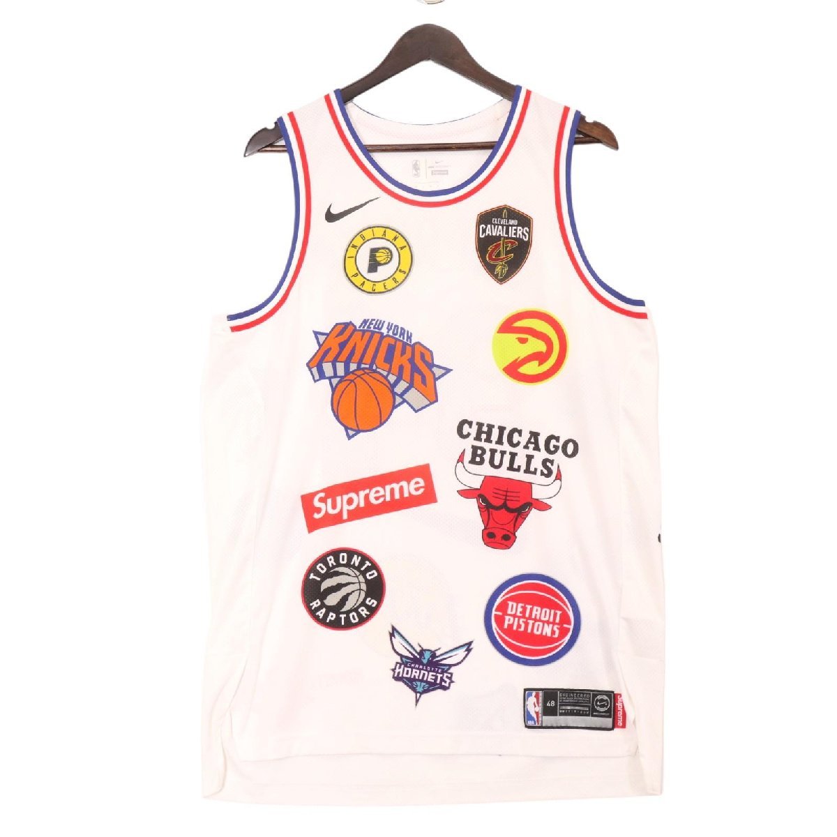 NIKE ナイキ ×シュプリーム AQ4228-100 18SS NBA Teams Authentic Jersey ホワイト L トップス ポリエステル メンズ 中古_画像2