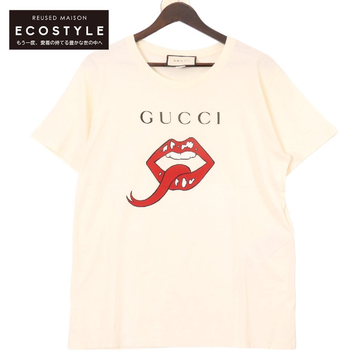 GUCCI グッチ アイボリー 493117 Tシャツ アイボリー XS トップス コットン メンズ 中古_画像1