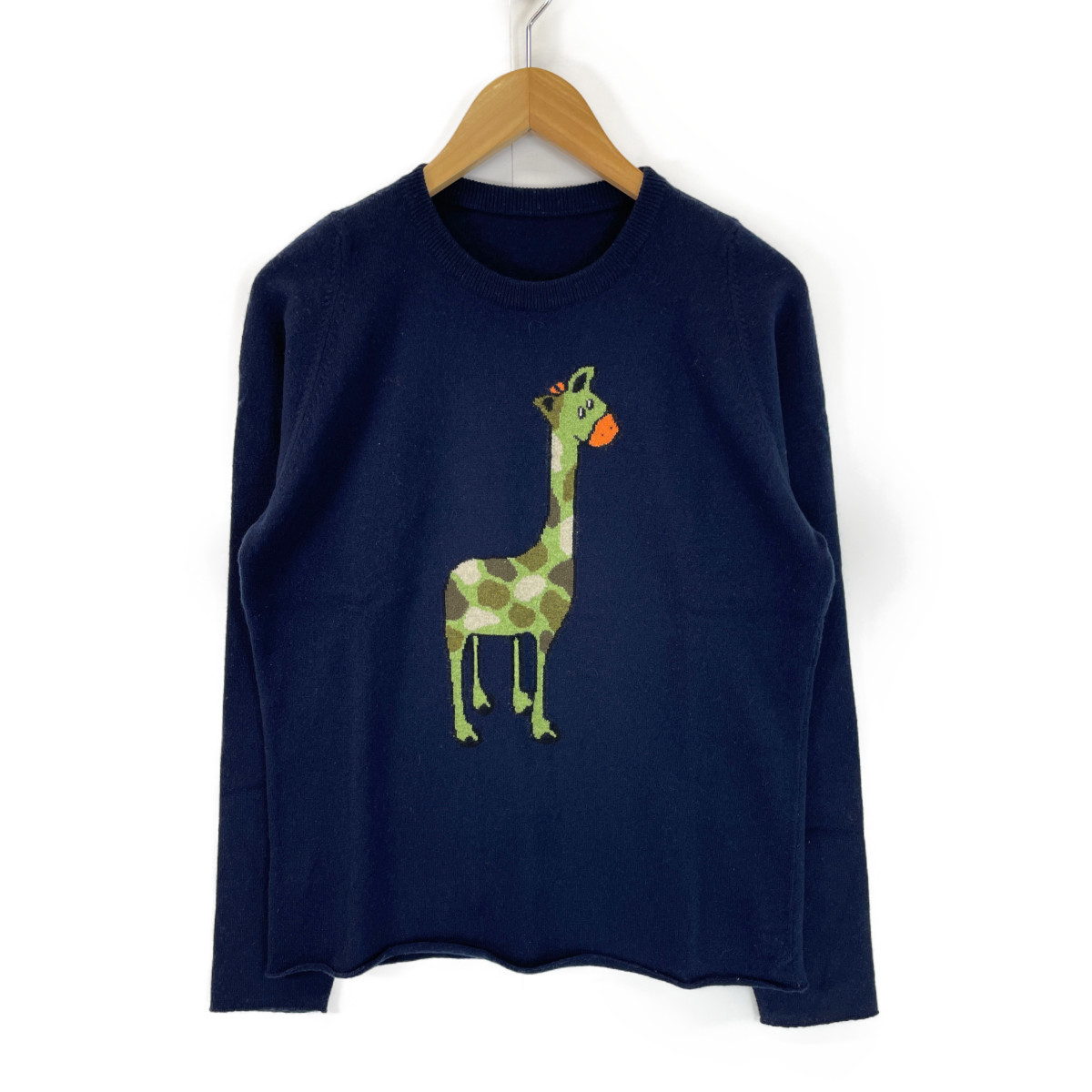  beautiful goods / domestic regular lucien pellat-finet Lucien Pellat-Finet cashmere 100% giraffe knitted sweater / tops S navy x green men's 