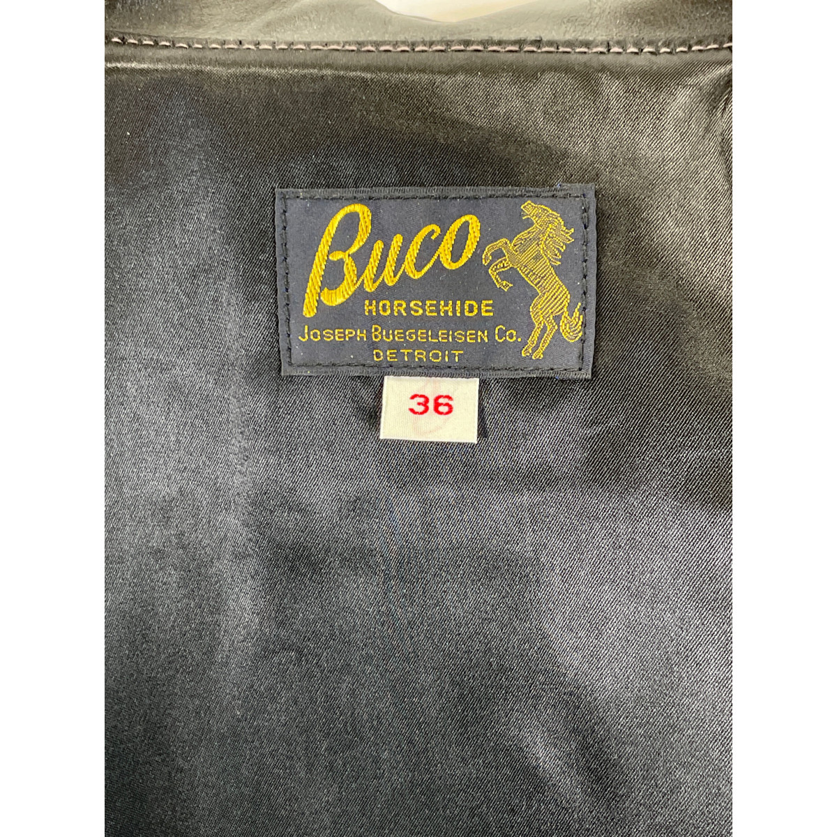 美品 BUCO ブコ ｘThe REAL McCOY'Sリアルマッコイズ BJ19110 J-100 ホースハイド シングルライダース ジャケット 36 ブラック メンズ_画像5