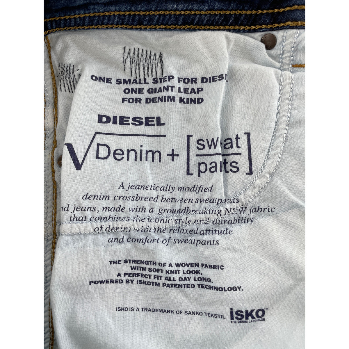 DIESEL ディーゼル THOMMER CB-NE スリム サイドダメージ ジョグデニム インディゴ 36 ボトムス コットン メンズ 中古_画像4