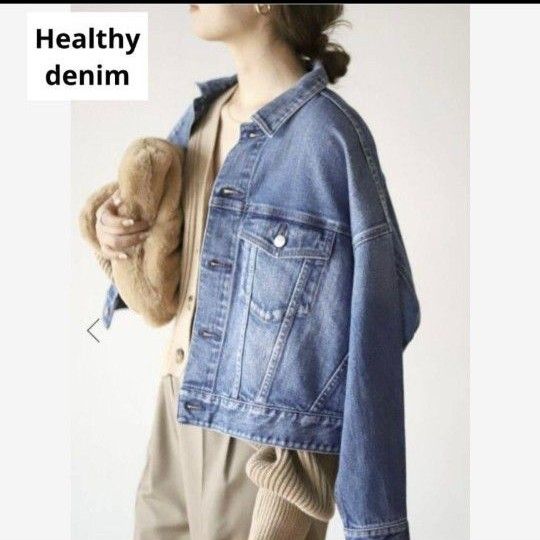 SLOBE IENA オーバーサイズ デニムジャケット Healthy DENIM ロゴ入りデニムジャケット Gジャン