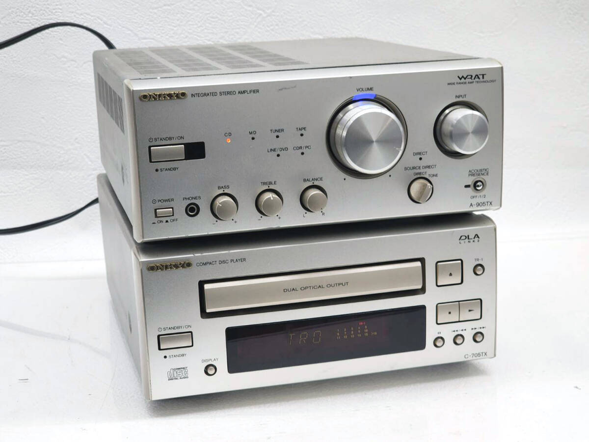 H R60228　ONKYO オンキョー　A-905TX　プリメインアンプ　C-705TX　CDデッキ　2点セット　音響機器_画像1