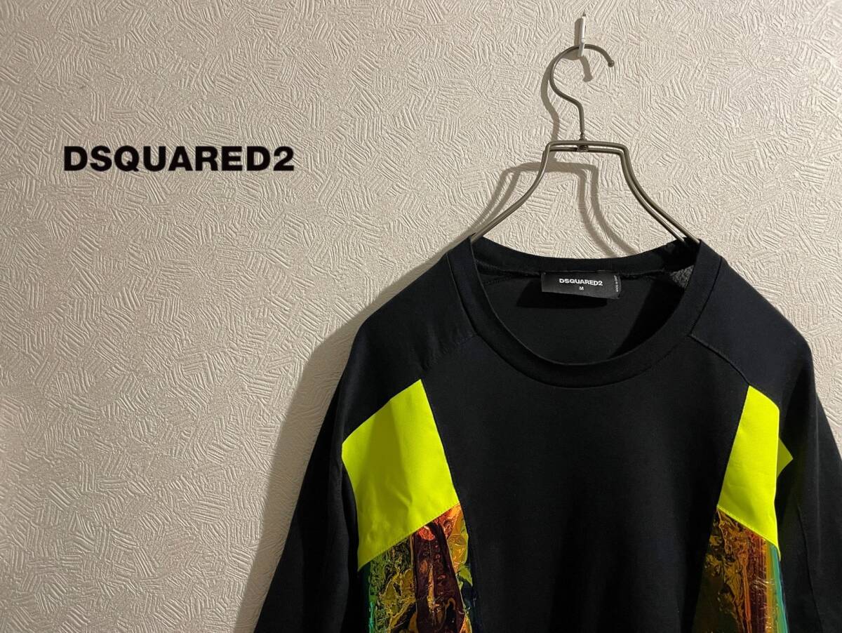 ◯ イタリア製 DSQUARED2 ホログラム カットソー / ディースクエアード Tシャツ ブラック 黒 M Mens #Sirchive