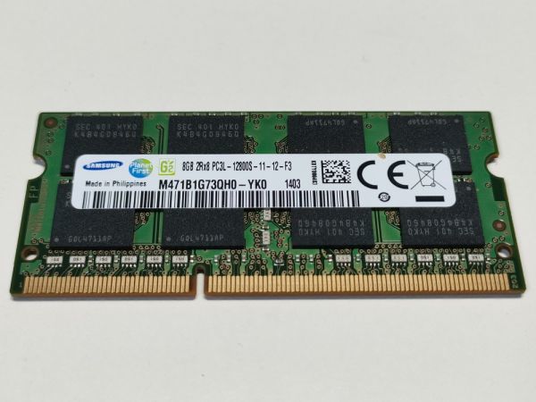 【動作確認済み】SAMSUNG ノートPC用 メモリー DDR3L-1600 PC3L-12800S 8GB×1枚 合計8GB 動作確認済 1週間保証 M471B1G73QH0-YK0【1403】_画像1