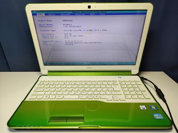 【一部ジャンク】富士通 LIFEBOOK AH55/G FMVA55GGG i7仕様(CPU等欠品) BIOS起動可能 マザーボード 液晶パネル キーボード【動作確認済み】_画像1