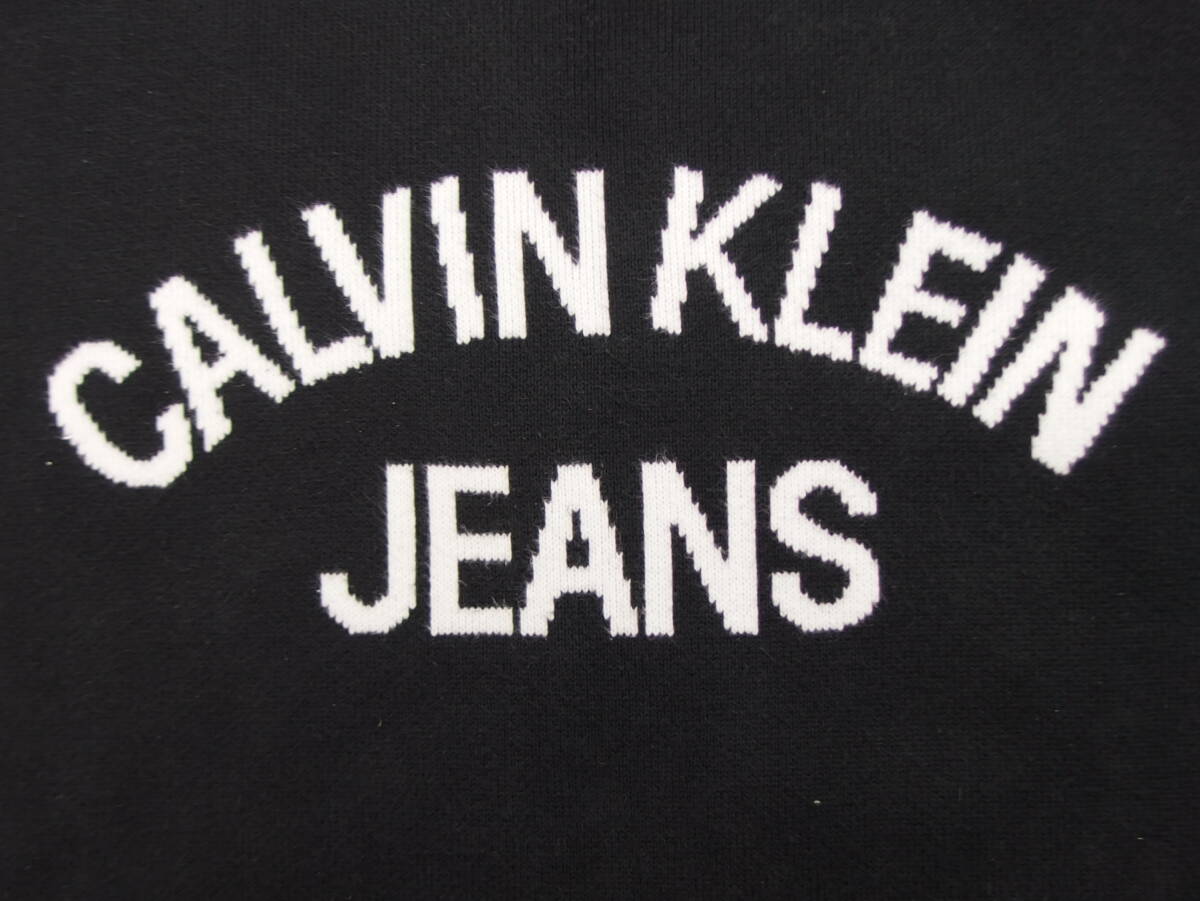 ☆Calvin Klein Jeans ロゴ文字 コットン ニット セーター 長袖 メンズ？ Lサイズ ブラック×ホワイト 黒 白 カルバンクライン ジーンズ_画像2