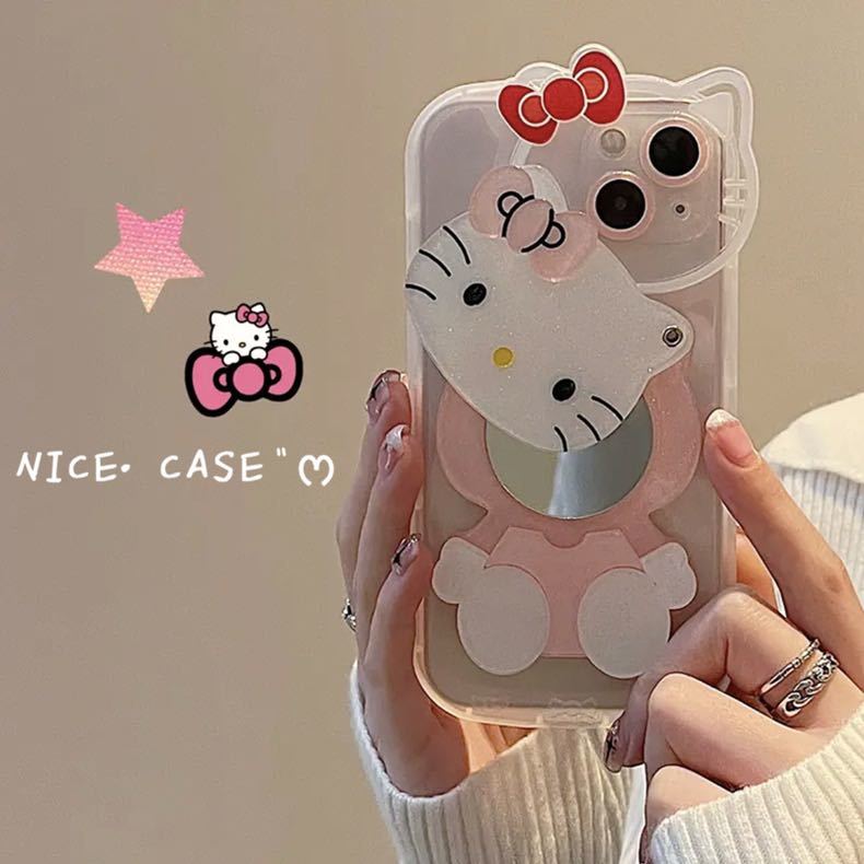 iPhone13 case Hello Kitty mirror attaching I ho n case Sanrio 