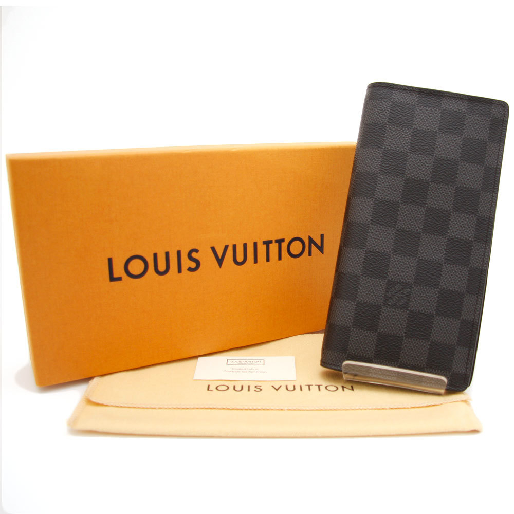 中古美品 ほぼ未使用 ルイヴィトン 長財布 ダミエグラフィット ポルトフォイユ ブラザ N62665 LOUIS VUITTON ブラック ブランド メンズ 