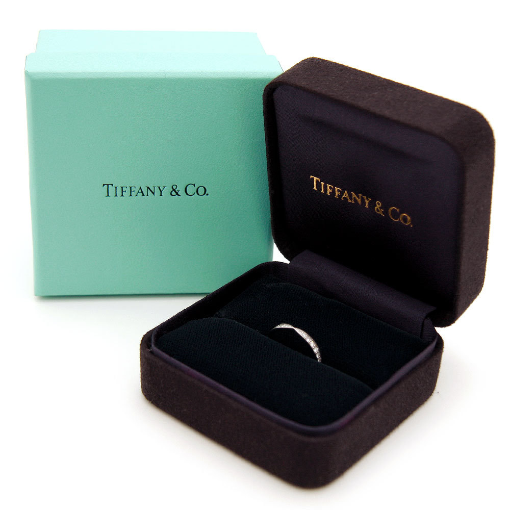 中古美品 TIFFANY&Co. 指輪 新品仕上げ Pt950 ティファニー ハーモニー バンド リング 11号 ダイヤモンド ジュエリー プラチナ シンプル