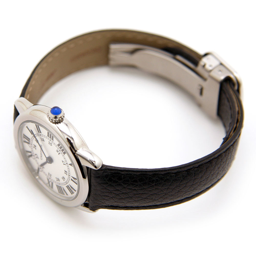 中古美品 Cartier 腕時計 仕上げ済み ロンドソロ RONDE SOLO ドゥ カルティエ SM WSRN0019 白文字盤 レディース 革ベルト クォーツ 電池式_画像2