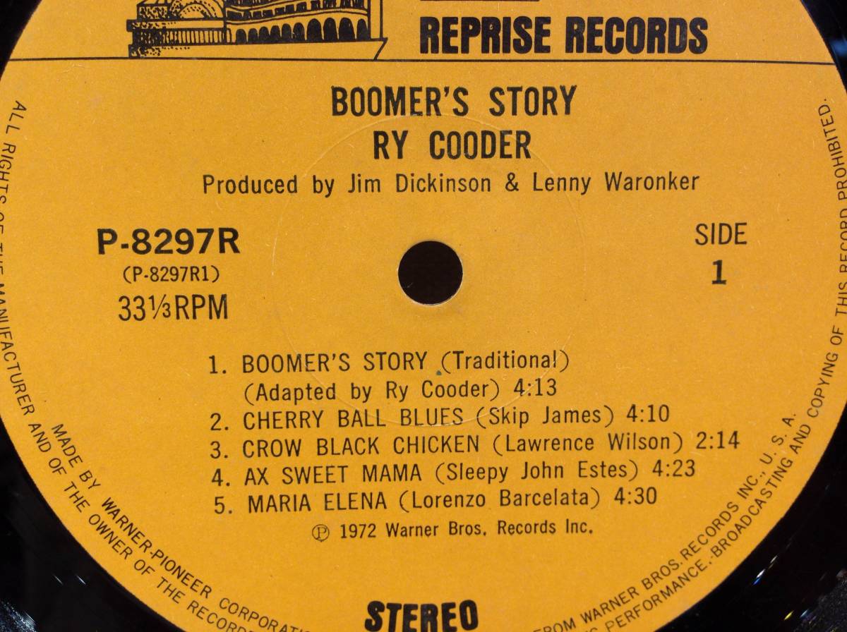 ◆253◆RY COODER ライ・クーダー/ BOOMER'S STORY / 中古 LP レコード / 1960年代 1970年代 アメリカ ロック 洋楽_画像7