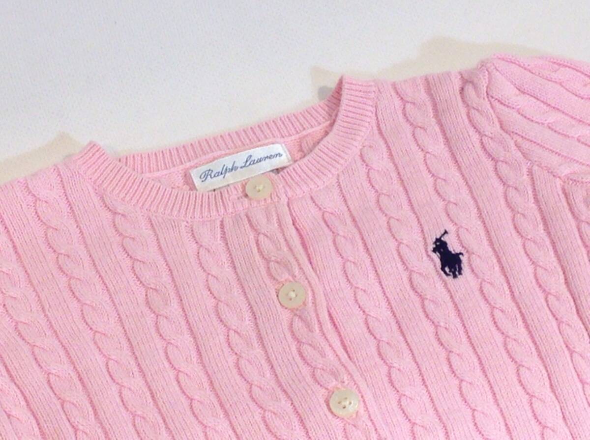 *345* прекрасный товар! Ralph Lauren детская одежда 80 размер / девочка кардиган розовый / Ralph Lauren Kids ребенок одежда 
