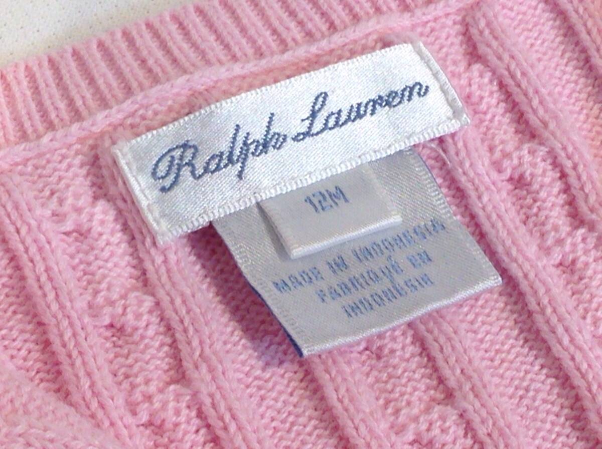 ◆345◆美品！ラルフローレン ベビー服 80サイズ / 女の子 カーディガン ピンク / Ralph Lauren キッズ 子供服_画像3