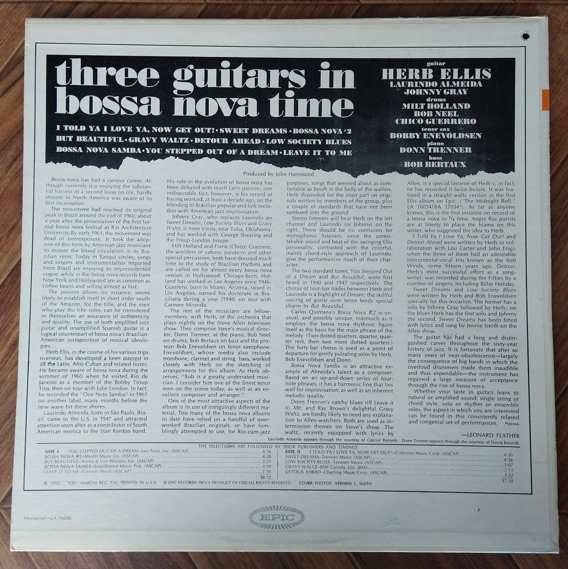 ★ EPICオリジMONO爆音！Herb Ellis Three Guitars In Bossa Nova Time_画像2