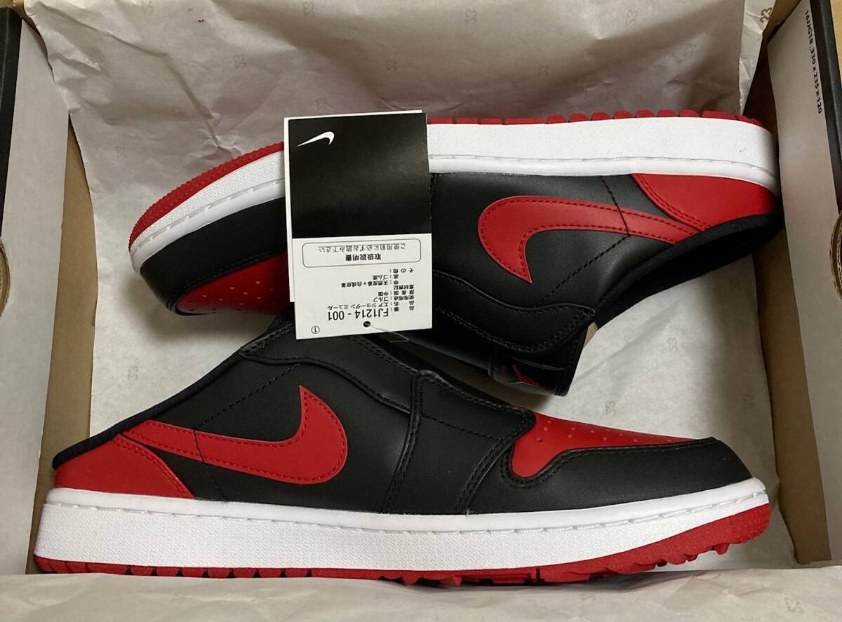 即送 27cm NIKE AIR JORDAN 1 LOW GOLF MULE BRED AJ1 G 2024 ナイキ エアジョーダン 1 ロー ゴルフ ミュール ゴルフシューズ FJ1214-001_画像3