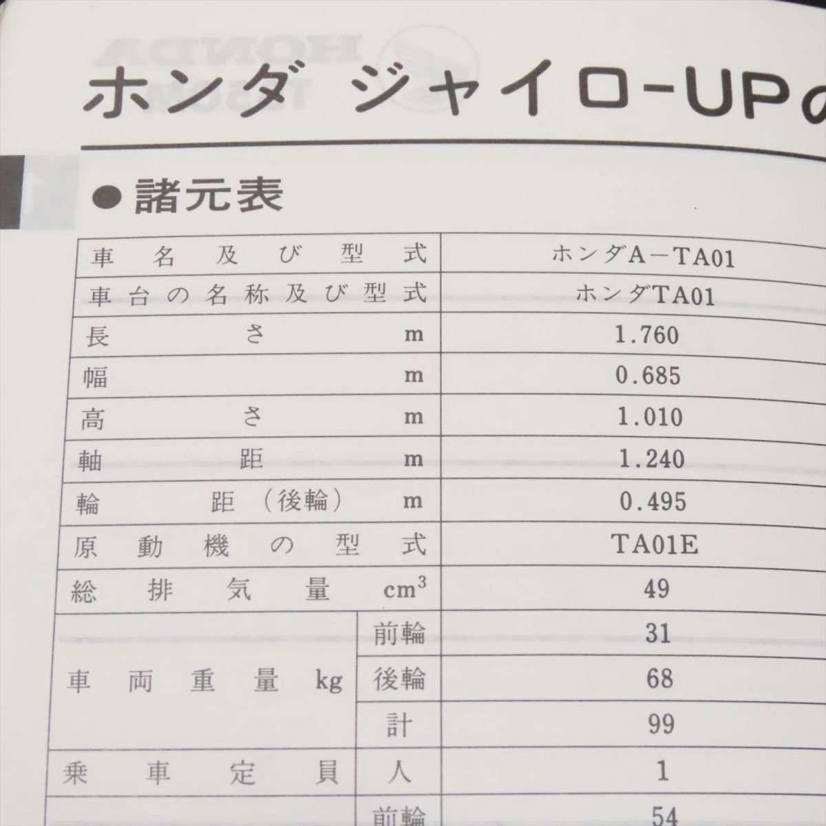 ◆送料無料◆ホンダ ジャイロUP TA01 サービスマニュアル【030】HDSM-D-887_画像2