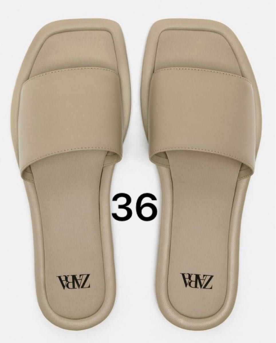 ZARA ミニマル フラット レザースライダーサンダル 36|Yahoo ZARA ミニマル フラット レザースライダーサンダル 36|Yahoo