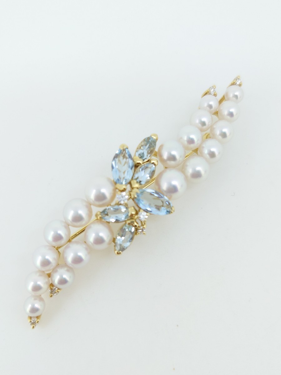  rice field cape TASAKI pearl diamond brooch k18