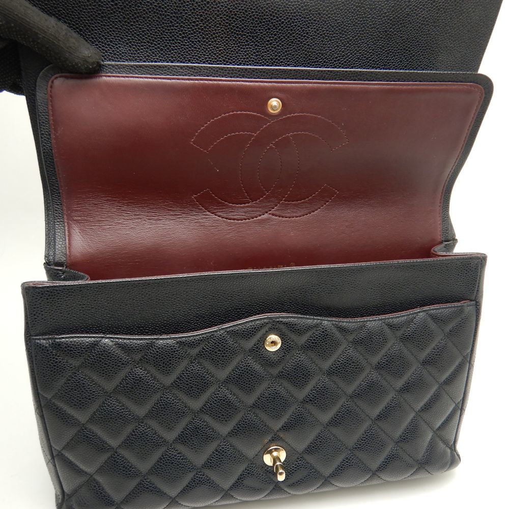 CHANEL シャネル デカマトラッセ34 A01094 Ｗフラップチェーンショルダー マトラッセ キャビアスキン ブラック/251430【中古】_画像5