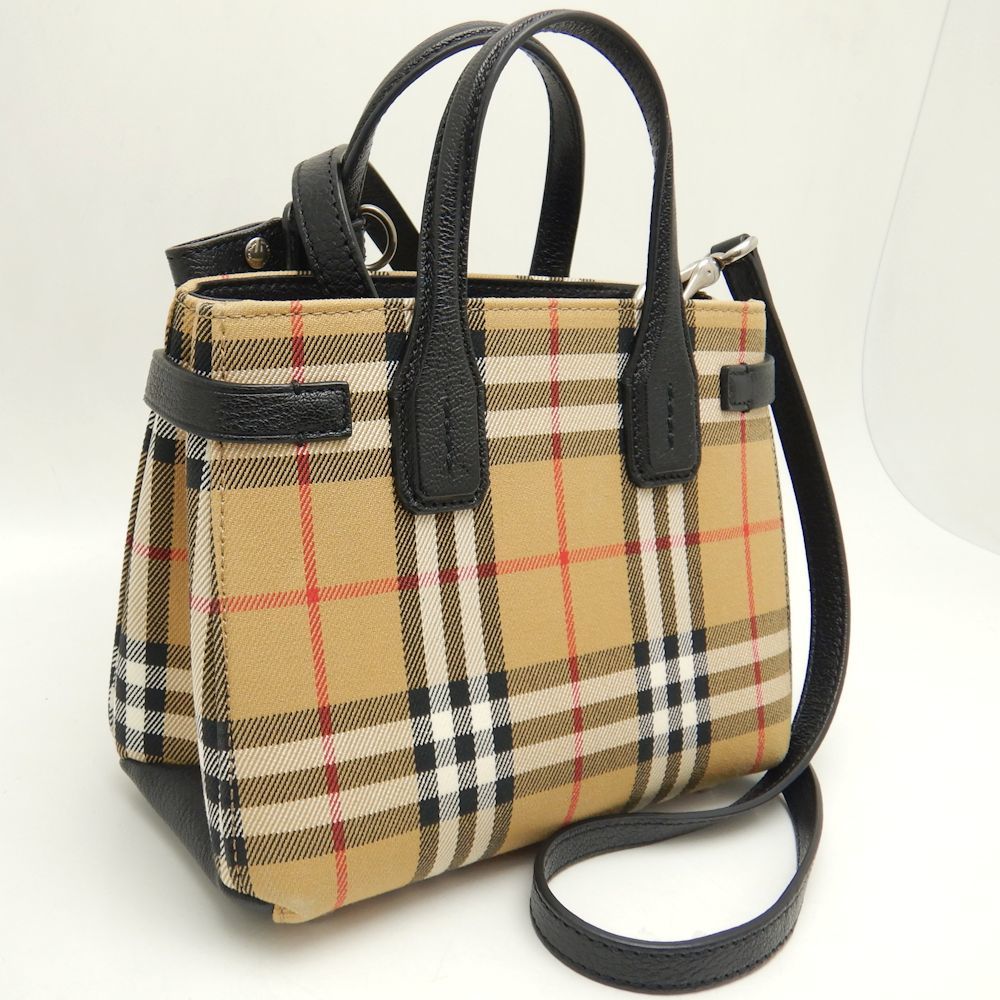 BURBERRY Burberry 4079964 ручная сумочка 2WAYnoba проверка парусина x кожа /251435[ б/у ]