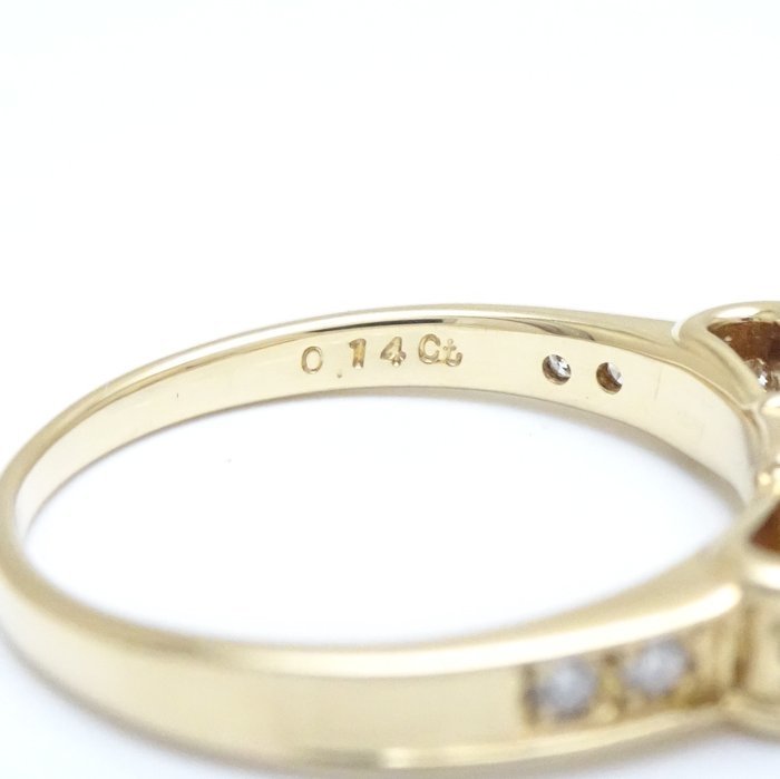 MIKIMOTO Mikimoto лента кольцо кольцо бриллиант 0.14ct 10 номер K18YG желтое золото /291307[ б/у ]