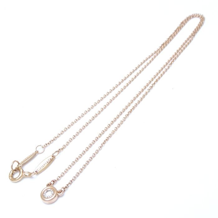 TIFFANY&Co. ティファニー バイザヤード ネックレス 1Pダイヤモンド エルサペレッティ 750PG ピンクゴールド K18RG /291295【中古】_画像3