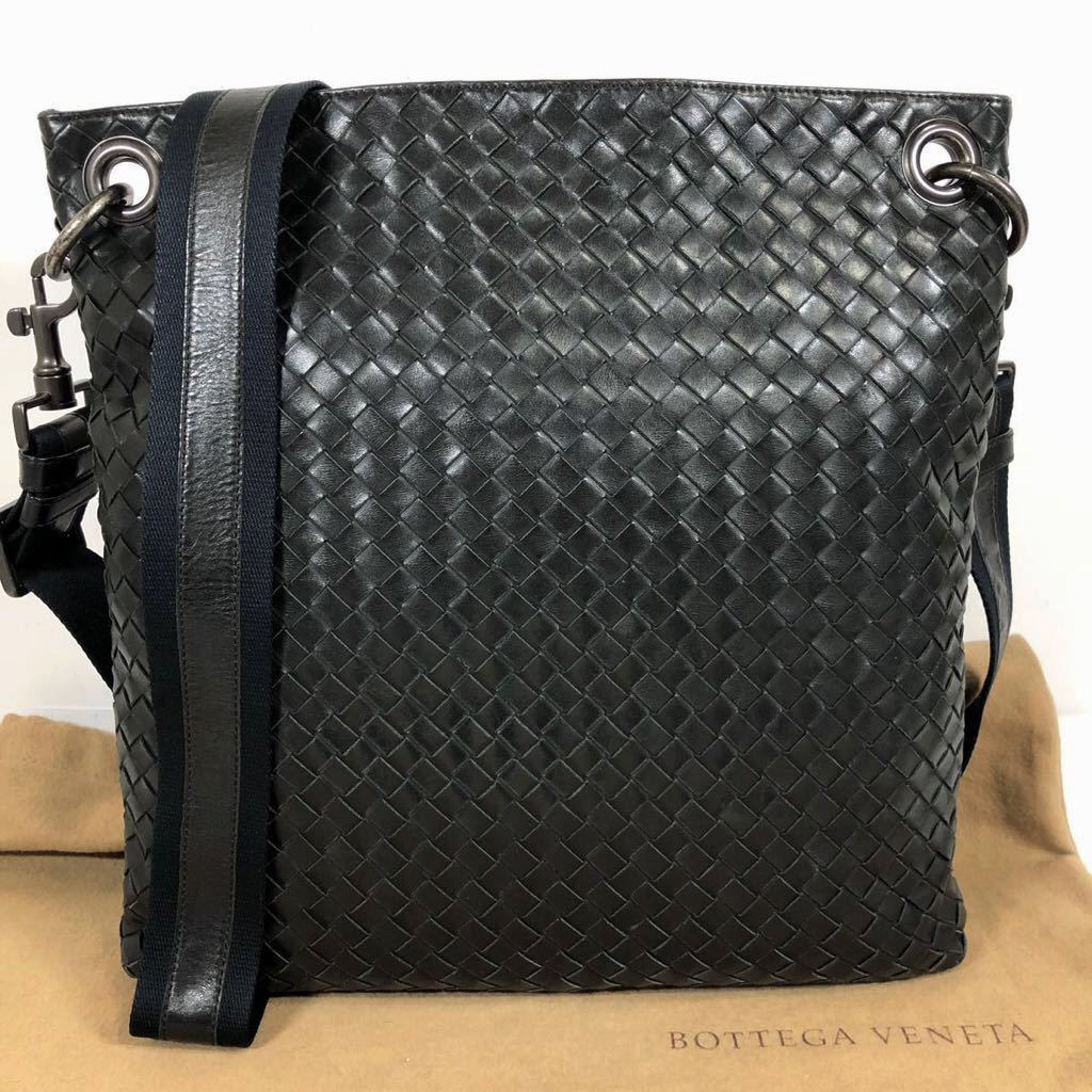 【ボッテガヴェネタ】基準内 BOTTEGA VENETA ショルダーバッグ イントレチャート 斜め掛け 本革 レザー メンズ レディース 伊製 保存袋付き_画像1