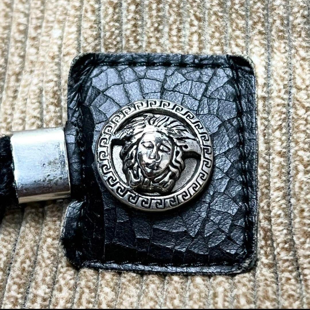 【希少Lサイズ】VERSACE JEANS COUTURE ヴェルサーチ メデューサ 銀ボタン コーデュロイ メンズ ダッフルコート ベージュ系 シルバーボタン_画像3