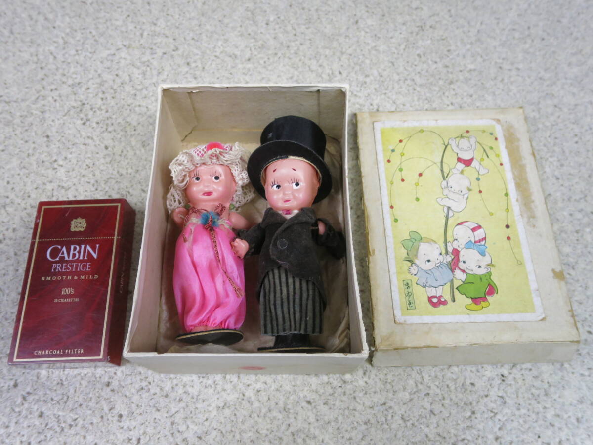 【●】昭和レトロ！国産SERUYA:『セルロイド製:キューピー人形』・2体組//Antique！SERUYA:『Made of celluloid:Kewpie doll』・2 doll set_画像2