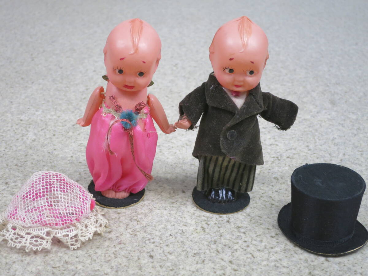 【●】昭和レトロ！国産SERUYA:『セルロイド製:キューピー人形』・2体組//Antique！SERUYA:『Made of celluloid:Kewpie doll』・2 doll set_画像8
