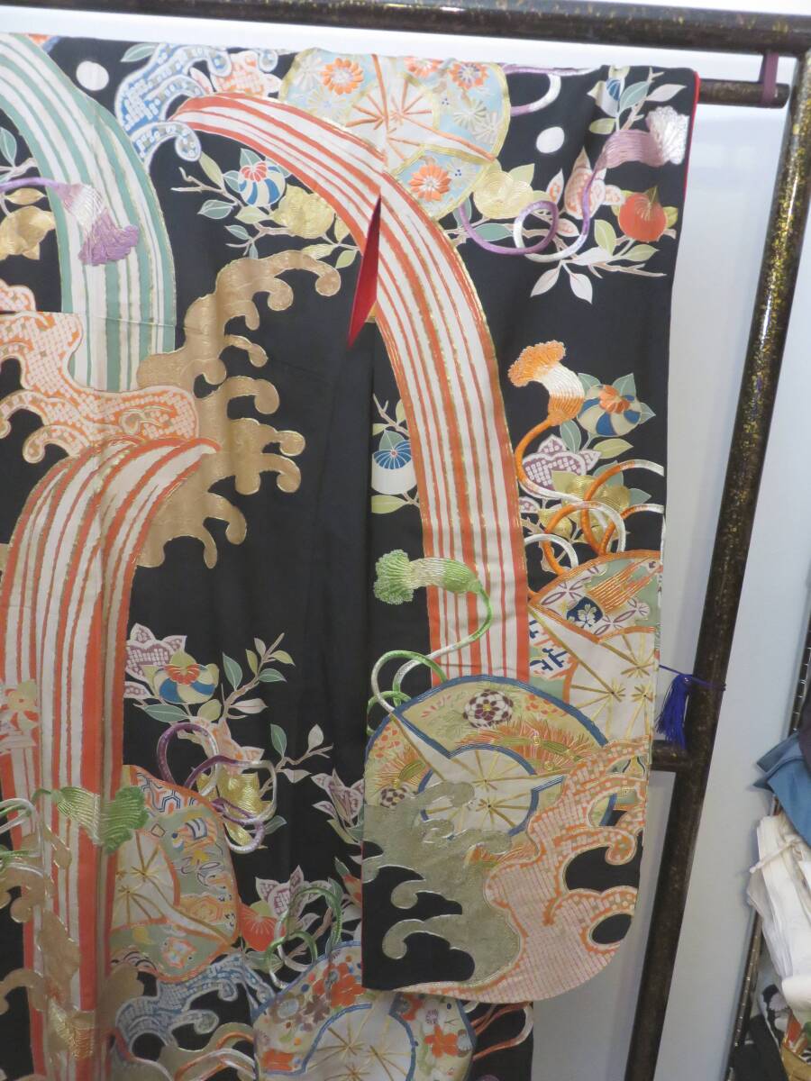 呉服屋閉店 アンティーク 振袖 着物 正絹 - 成人式 卒業式 結婚式 花嫁 刺繍 婚礼 和装小物 大正ロマン コレクション レトロ KI002_画像4