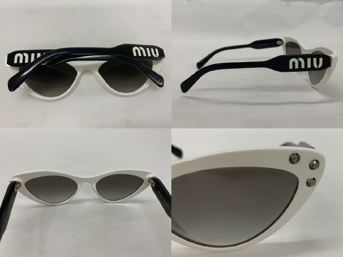 【WI-0033】ミュウミュウ miumiu SMU05T 白系 黒系 ツートン ラインストーン サングラス 箱付き 他2セット 現状品【千円市場】_画像6