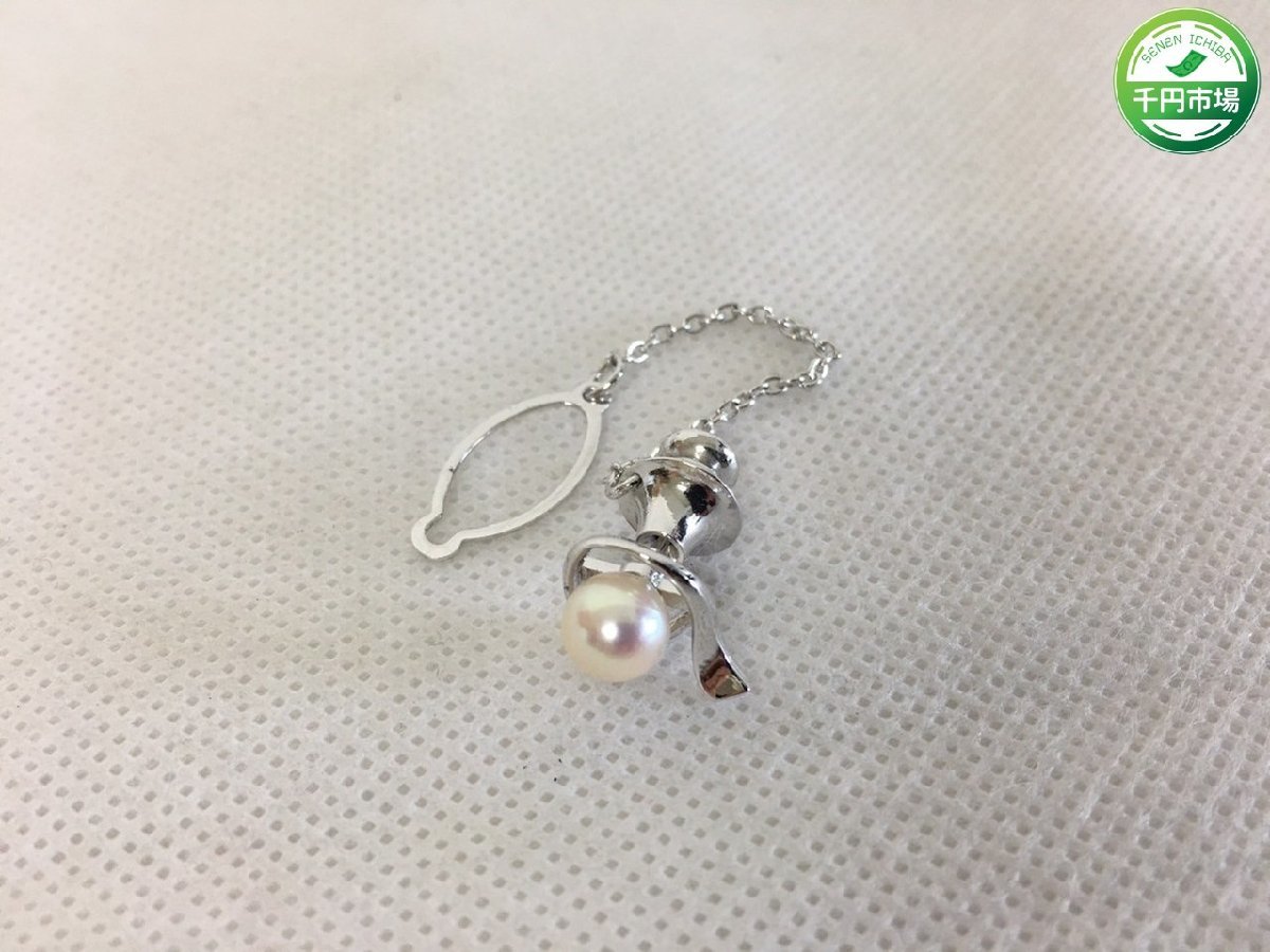 【O-10679】美品　MIKIMOTO ミキモト　真珠　タイピン　シルバー　タイタック　ピンブローチ【千円市場】_画像1