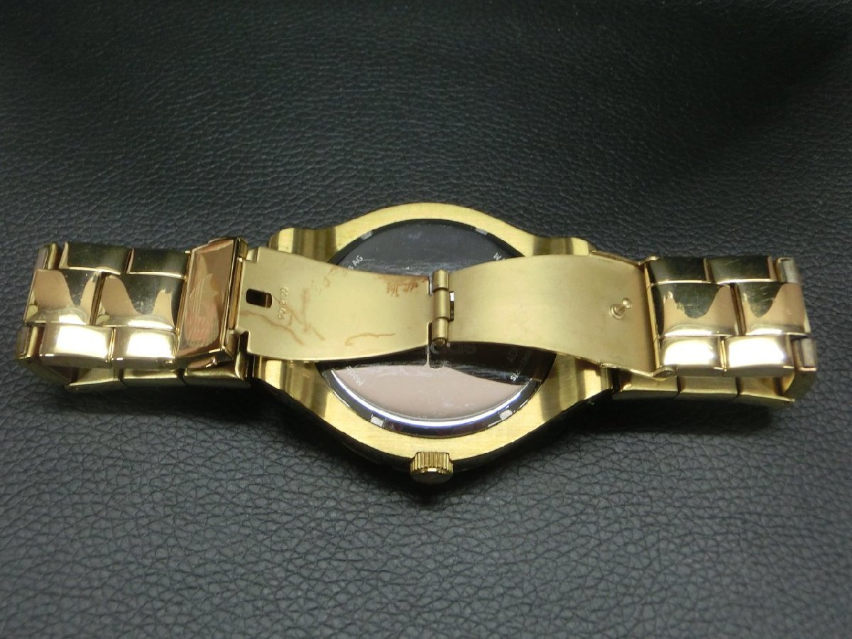 【WV-0021】adidas メルボルン ADH2652 クォーツ 腕時計 メンズ 中古 アディダス ゴールド×ブラック ビッグフェイス 現状品【千円市場】_画像7