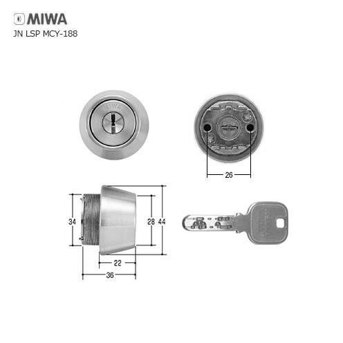 【YQ-0041】新品 未使用 MIWA / ミワ JNTE22.CY /シリンダー2個・キー各3本　ディンプルキー 鍵 シリンダー【千円市場】_画像4