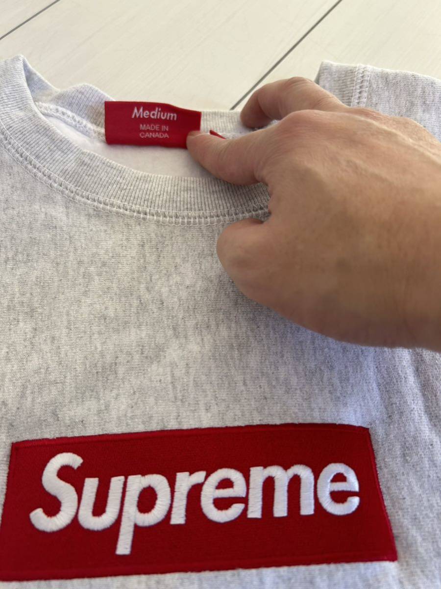 Supreme 18FW Box Logo Crewneck Ash Grey Ｍシュプリーム ボックスロゴ クルーネック アッシュ グレー 灰 サイズＭ_画像2