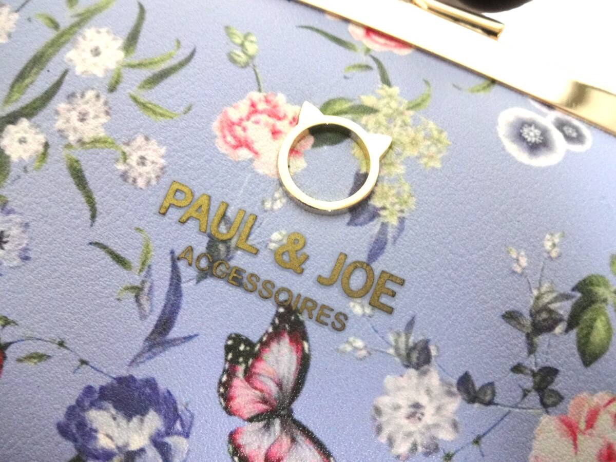 新品未使用 正規品 PAUL & JOE ACCESSOIRES ポール アンド ジョー アクセソワ がま口長財布 フラワーアンドキャットメタル ライトブルー