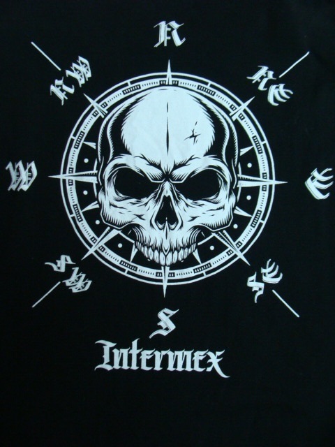  INTERMEX スカル柄 長袖Tシャツ 黒 (L)の画像4