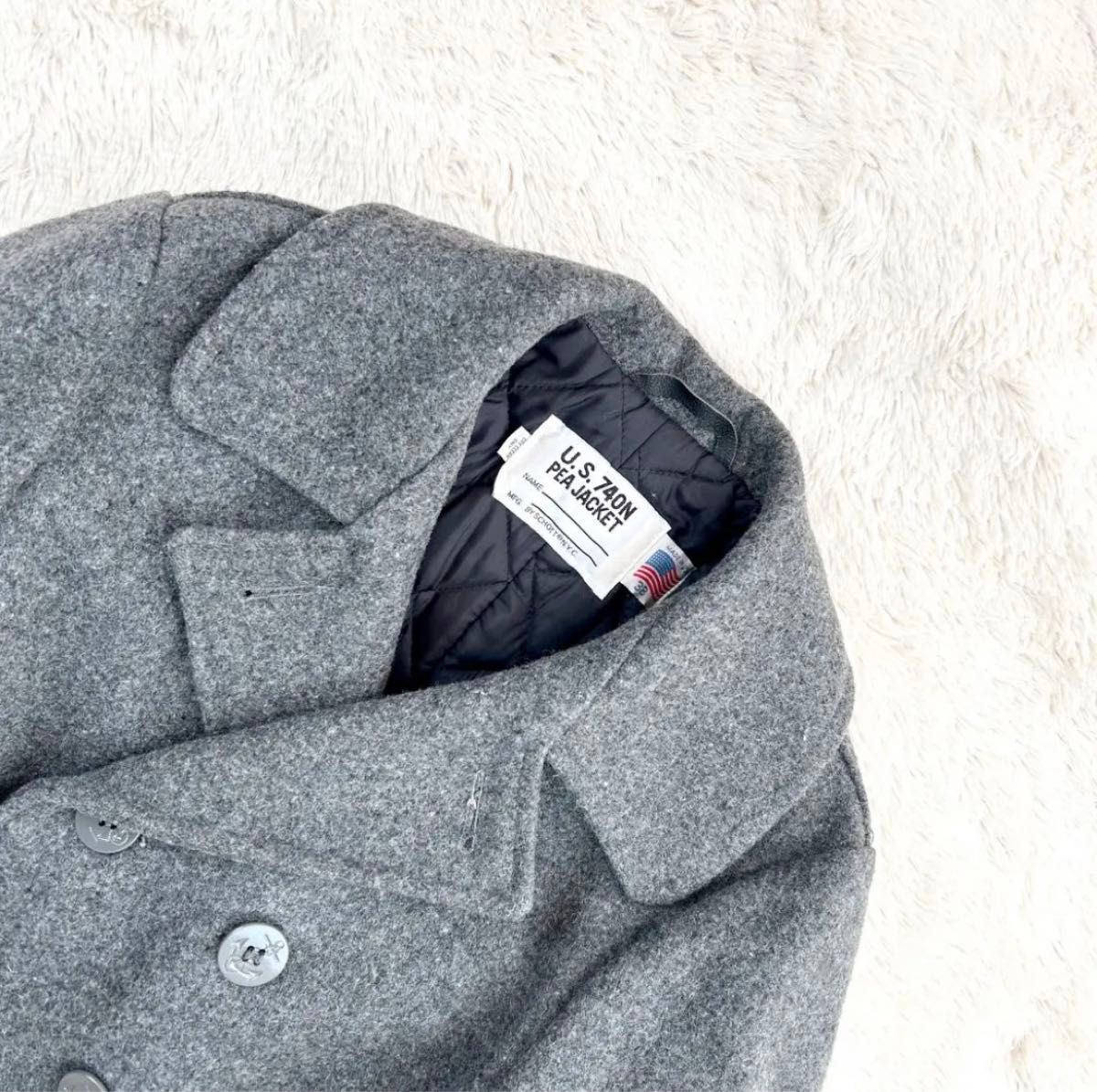 美品】 SCHOTT ショット Pコート ピーコート USA製 グレー 38 美品】 SCHOTT ショット Pコート ピーコート USA製 グレー 38