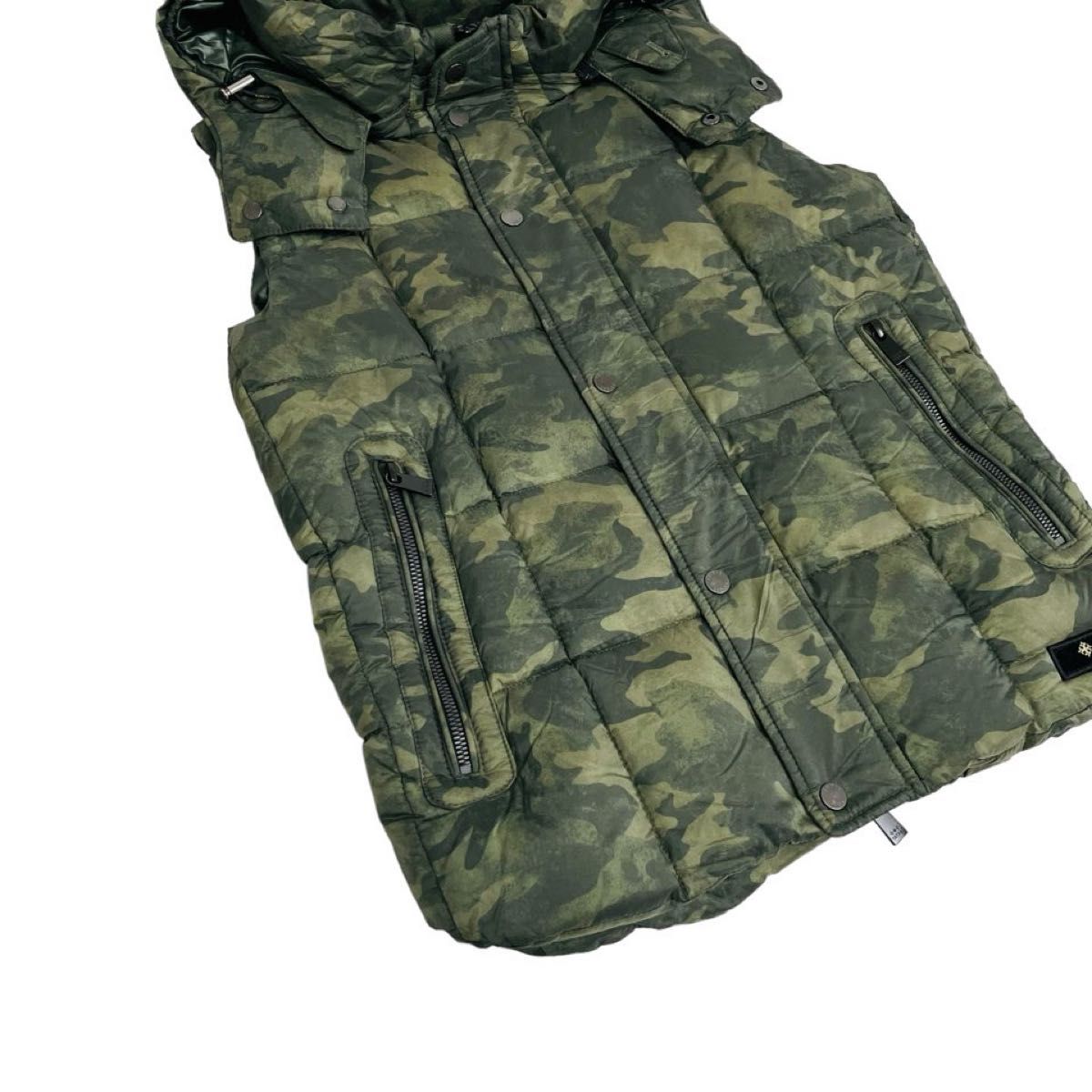 美品】TATRAS タトラス ダウンベスト 迷彩 カモフラ フード付き 美品】TATRAS タトラス ダウンベスト 迷彩 カモフラ フード付き