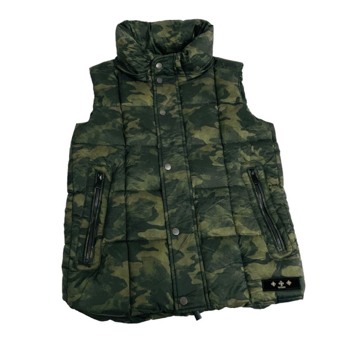 美品】TATRAS タトラス ダウンベスト 迷彩 カモフラ フード付き 美品】TATRAS タトラス ダウンベスト 迷彩 カモフラ フード付き